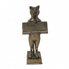 CAT CARD TRAY BRASS GOLD COLORED       - STATUES
